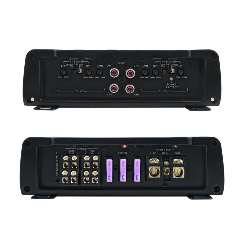 Amplificador Audiobahn para Auto Clase A/B de 4 Canales AF400 – 350W Máx Sonido Claro y Potente