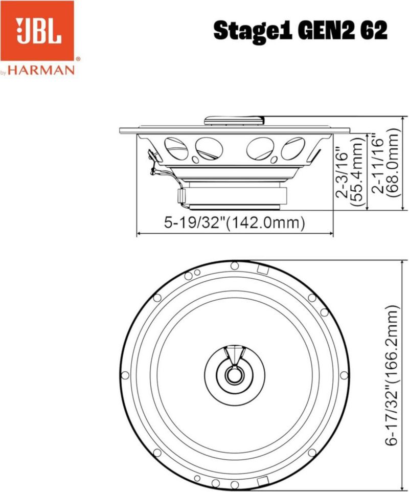 Set de bocinas de 6.5 pulgadas dos vías 400w máximos de potencia 50 watts de potencia rms STAGE1 62