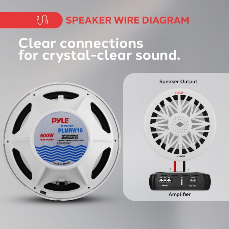 Subwoofer de audio marino para exteriores Pyle PLMRW10 de 500 W color blanco