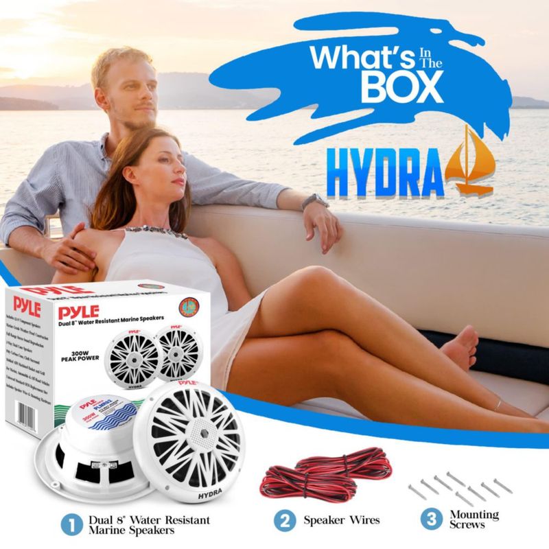 Altavoces marinos Pyle PLMR82 8 pulgadas 300 W resistentes al agua blancos