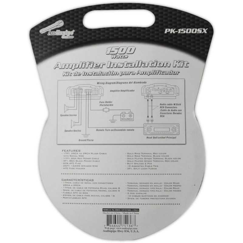 Kit de Instalación Amplificador Audiopipe PK1500SX Calibre 8