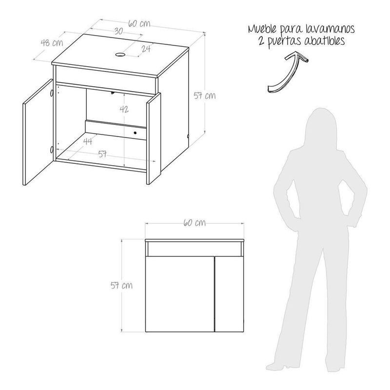 Mueble lavamanos elevado kyle