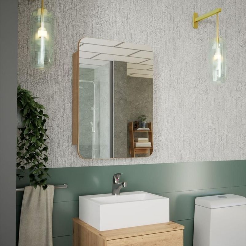 Botiquín con espejo para baño color duna