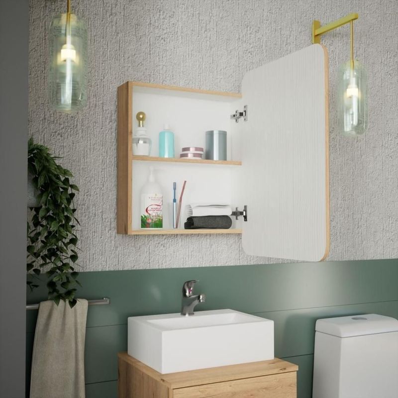 Botiquín con espejo para baño color duna