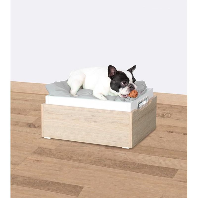 Cama para mascotas blanco-rovere 40x24x53 mdp