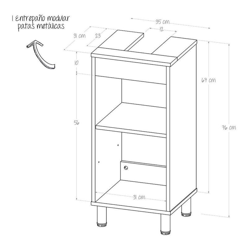 Gabinete de baño para lavabo dena maderkit ceniza s/p