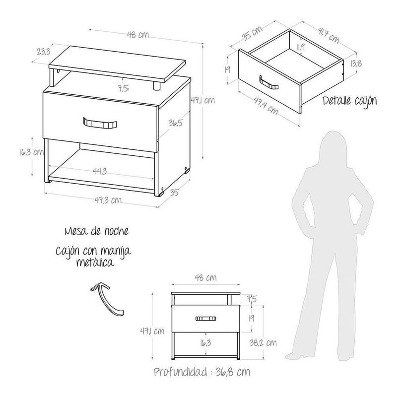 Buro mesa de luz diseño moderno maderkit gales