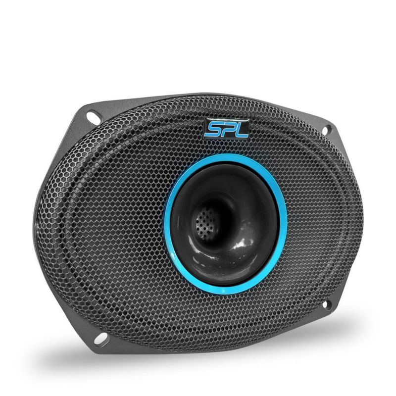 Bocina 6x9 Cono Azul Plateado 1300w De Potencia SPL-690 By Steelpro Color Negro