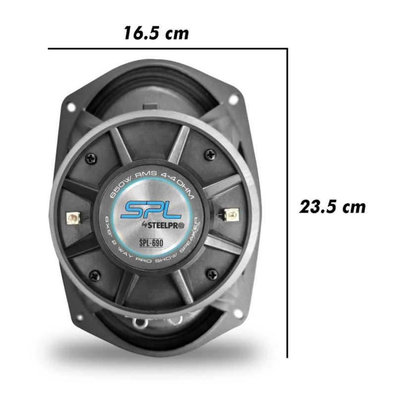 Bocina 6x9 Cono Azul Plateado 1300w De Potencia SPL-690 By Steelpro Color Negro