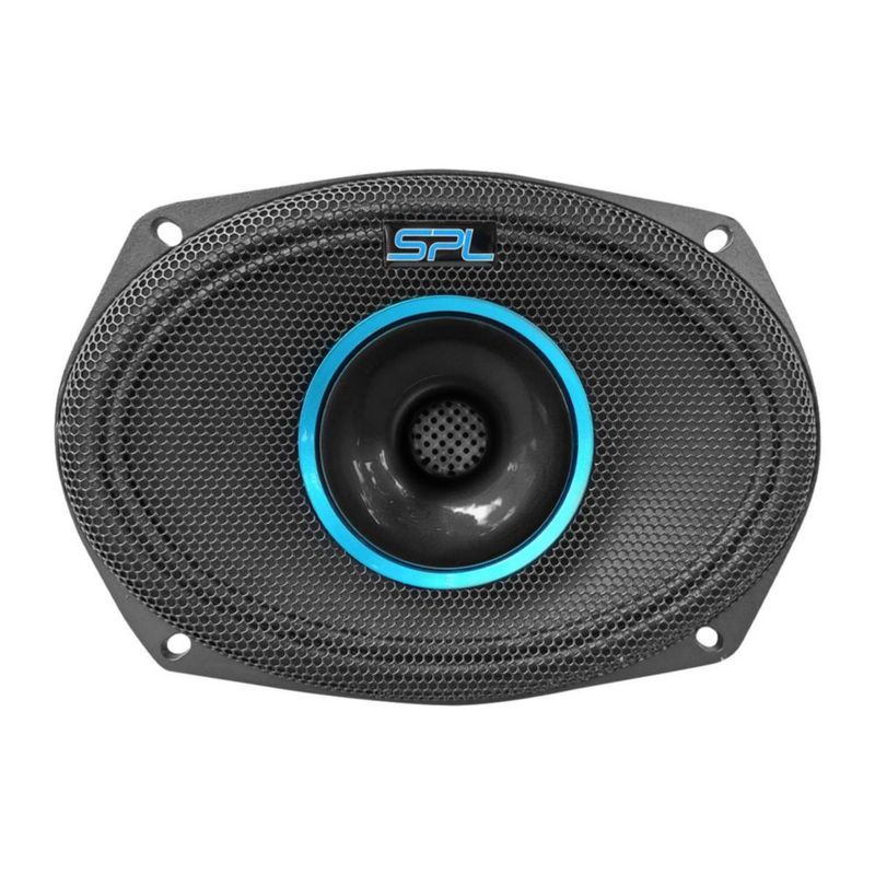 Bocina 6x9 Cono Azul Plateado 1300w De Potencia SPL-690 By Steelpro Color Negro