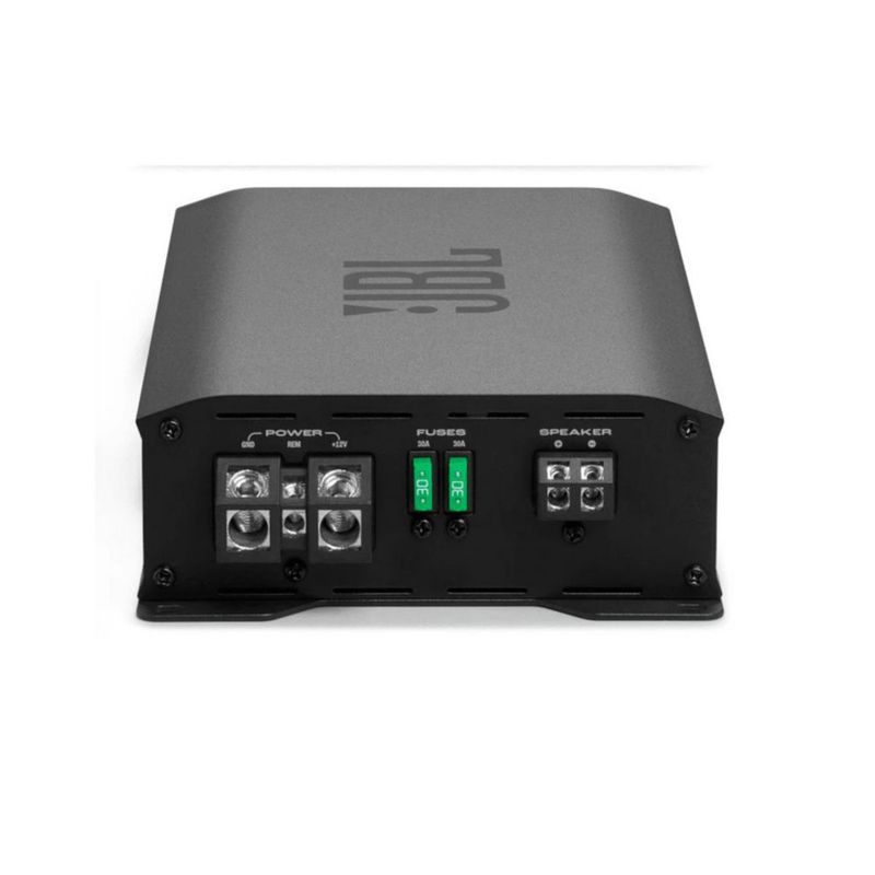 El amplificador Nano JBL Stage GT50011 es un monoblock Clase D de alto rendimiento (1220W pico / 500W RMS a 2 Ω