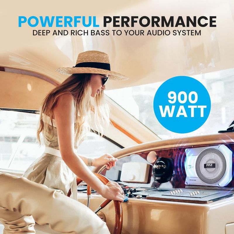 Subwoofer Pyle de 10" y 900 W amplificado de perfil bajo para uso marino