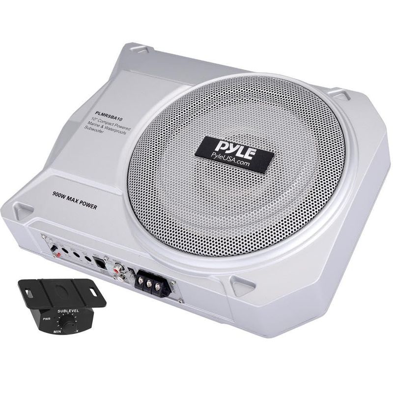 Subwoofer Pyle de 10" y 900 W amplificado de perfil bajo para uso marino