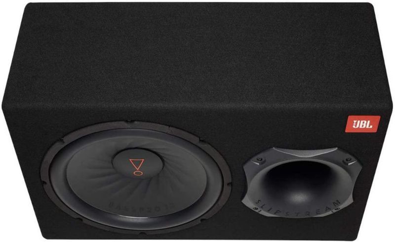 Subwoofer JBL SUBBP12AM amplificado de 12» y 450 W con soporte para teléfono