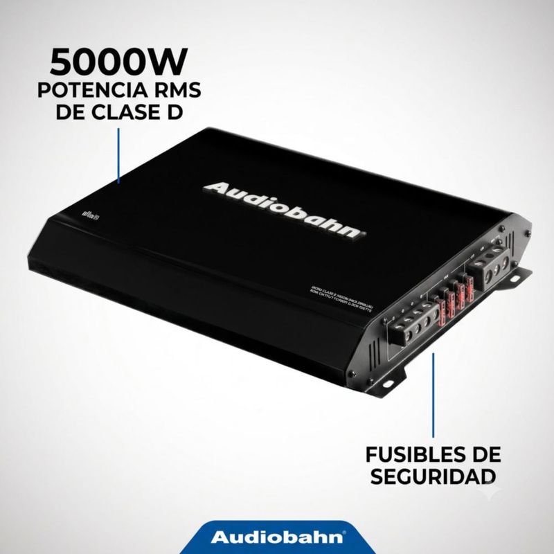 Combo Car Audio Subwoofer + Amplificador Audiobahn MURDERED OUT | Subwoofer ASW1000M 10" 3500W + Amplificador Monoblock ULTRA1D.BK 5000W Clase D