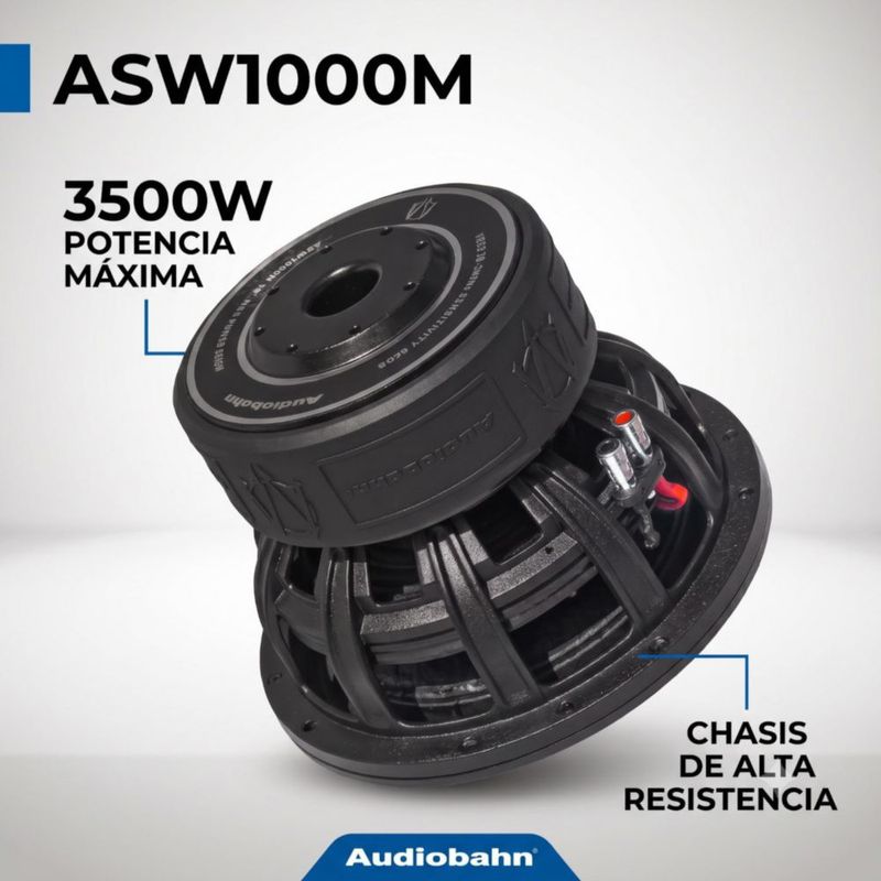 Combo Car Audio Subwoofer + Amplificador Audiobahn MURDERED OUT | Subwoofer ASW1000M 10" 3500W + Amplificador Monoblock ULTRA1D.BK 5000W Clase D