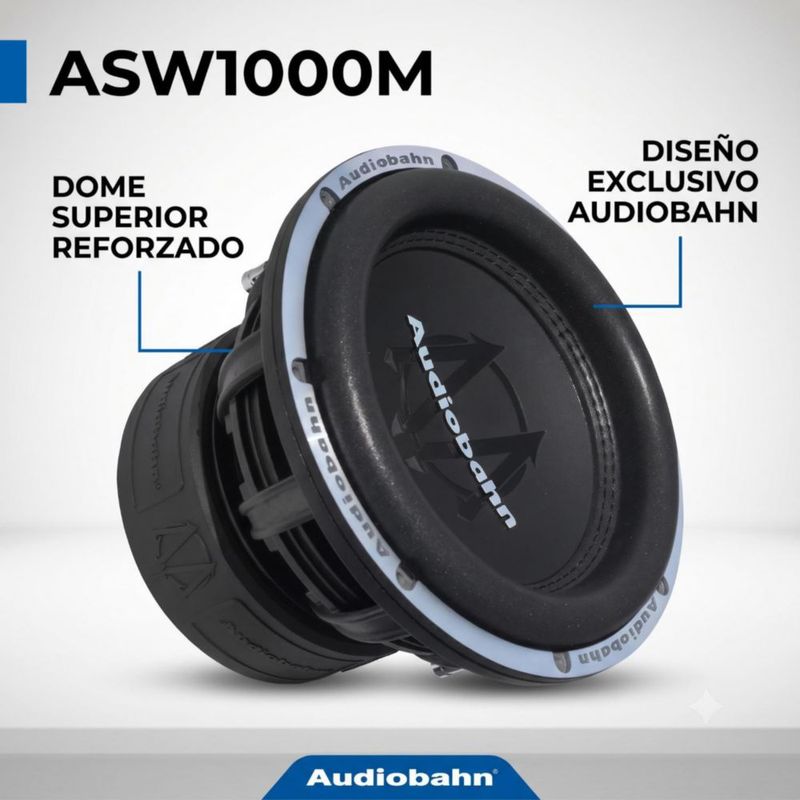 Combo Car Audio Subwoofer + Amplificador Audiobahn MURDERED OUT | Subwoofer ASW1000M 10" 3500W + Amplificador Monoblock ULTRA1D.BK 5000W Clase D