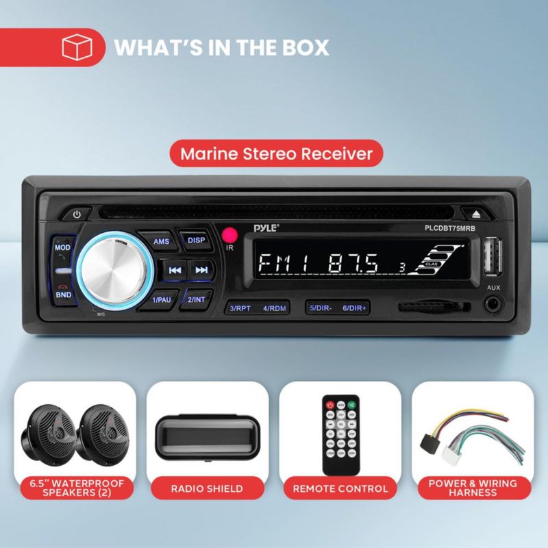 Estéreo Marino Pyle 200W Bluetooth Inalámbrico CD/USB