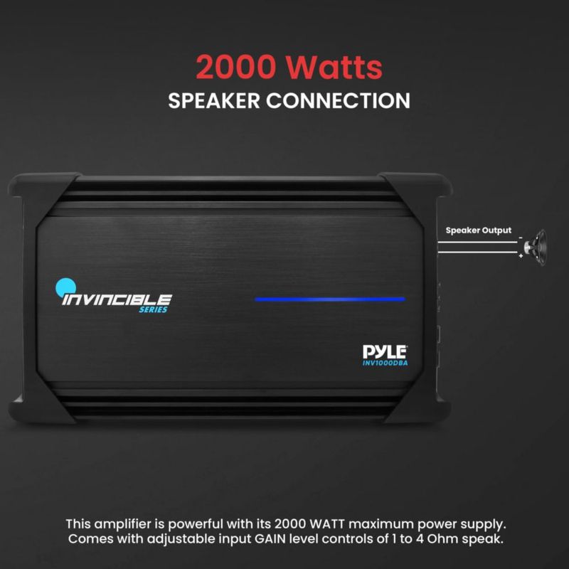 Amplificador de coche Pyle 2000W Clase D con control LPF de 14"