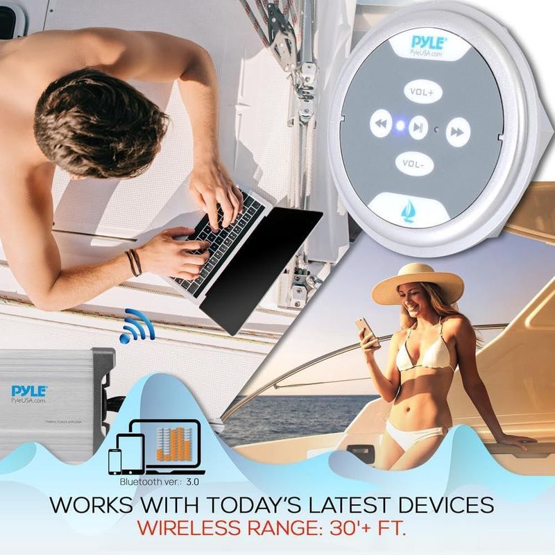 Amplificador Pyle 600W Bluetooth Impermeable de 2 Canales (Grado Marino)