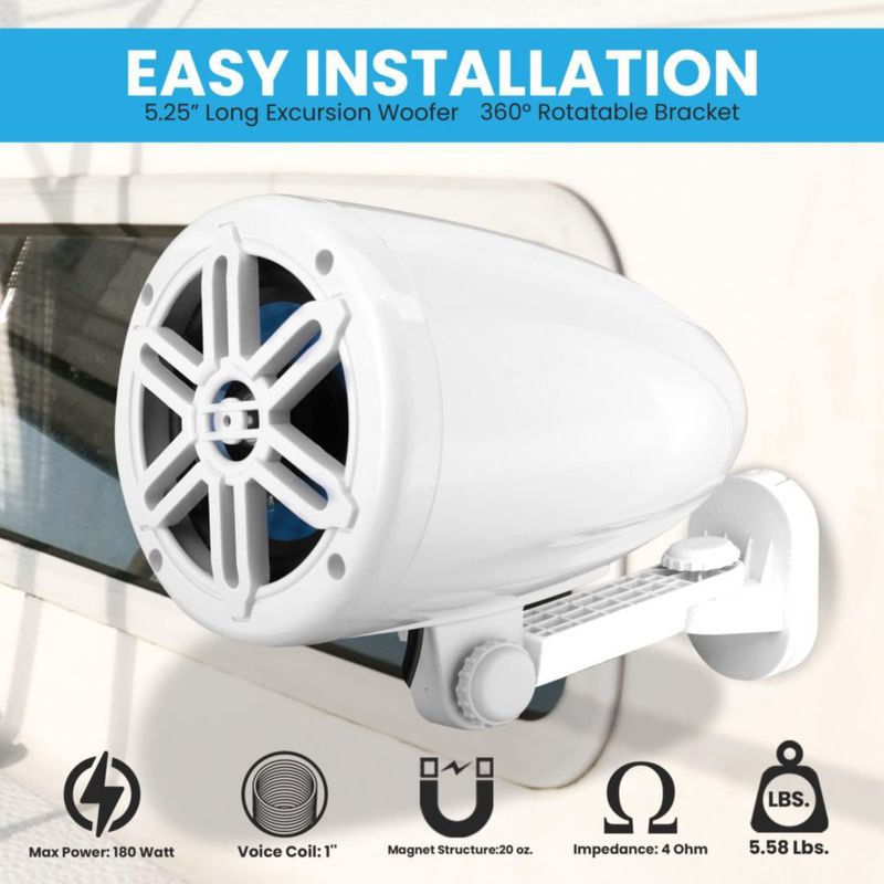 Parlantes Pyle 13 cm Impermeables 180 W Blanco
