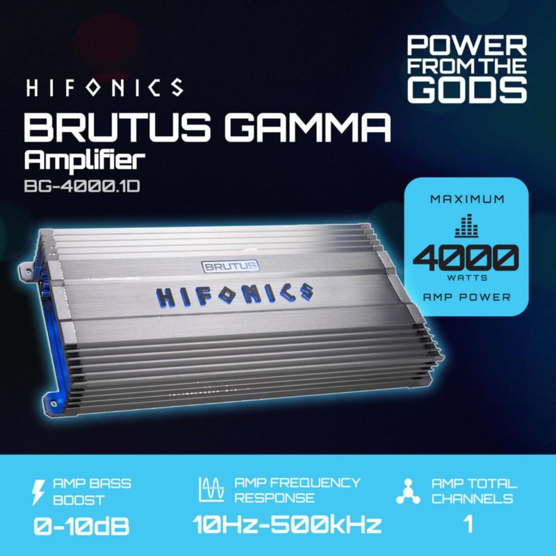 Amplificador de coche Hifonics BG-4000.1D Brutus Gamma Monoblock 4000W Clase Super D