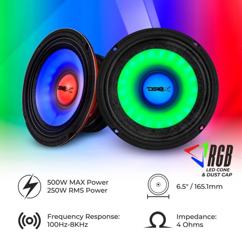 Parlante DS18 16 cm RGB 250 W 4 Ω de rango medio
