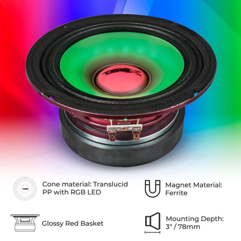 Parlante DS18 16 cm RGB 250 W 4 Ω de rango medio
