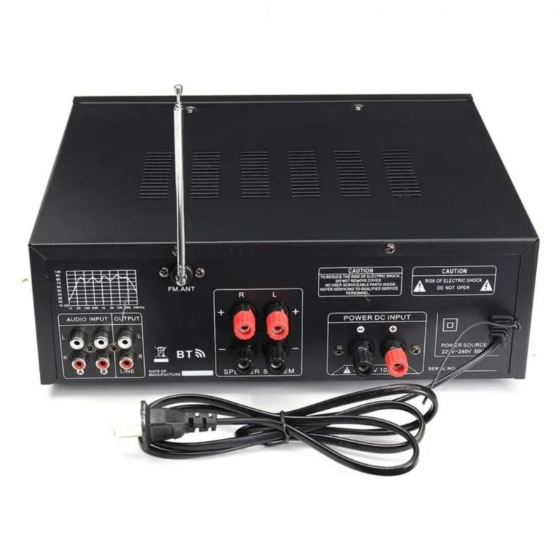 Amplificador Audio Estéreo Bluetooth para Auto 2.1 Canales, Color Negro