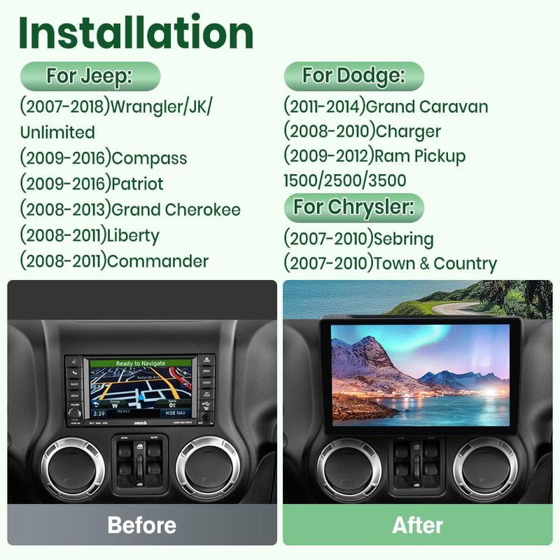 Estéreo de coche Doreon Jeep JK/Compass/Cherokee