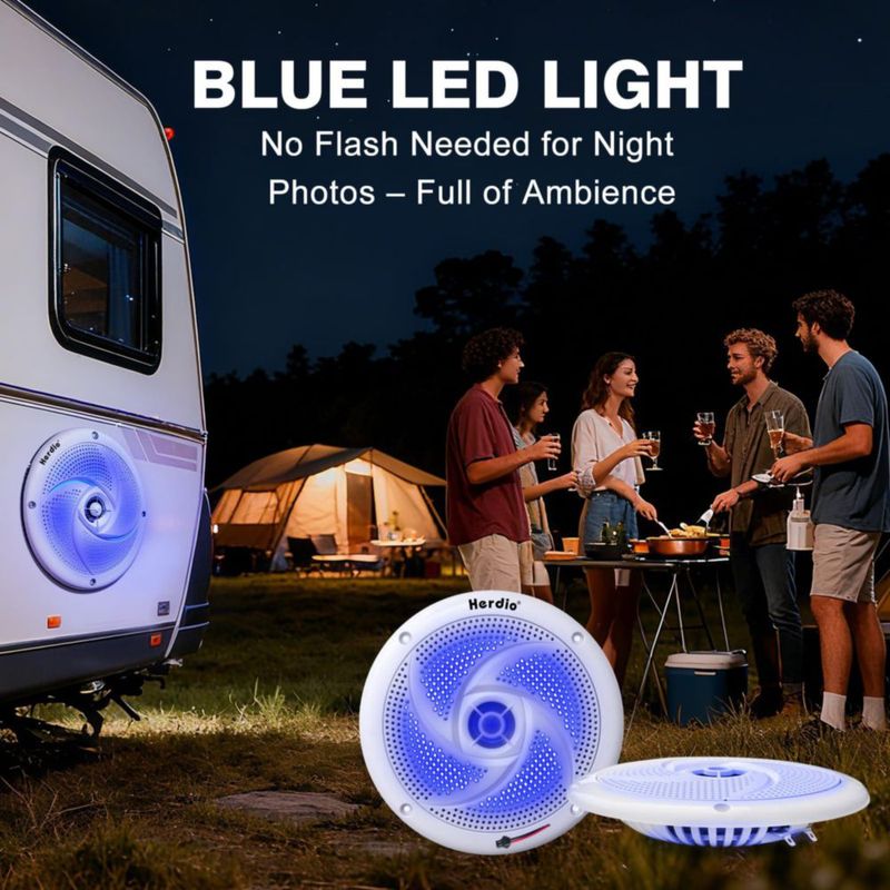 Parlantes Herdio 16 cm Impermeables con LED 240 W Par Color Blanco