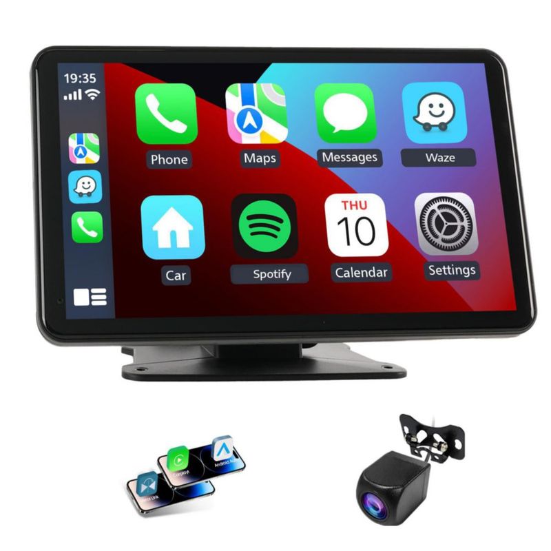 Pantalla CarPlay inalámbrica Haudio 18 cm 1080 P con cámara de visión trasera