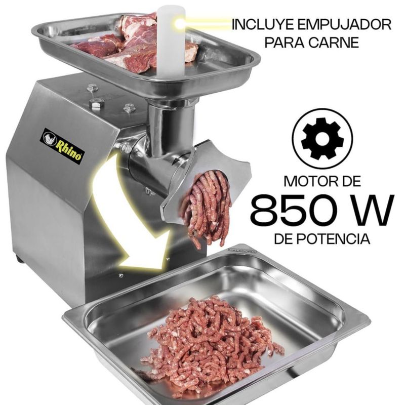 Molino de Carne Industrial RHINO MOCA-12 750 W 127 V Acero Inoxidable