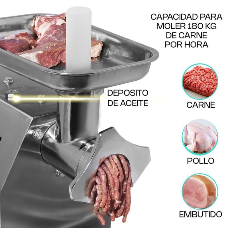 Molino de Carne Industrial RHINO MOCA-12 750 W 127 V Acero Inoxidable