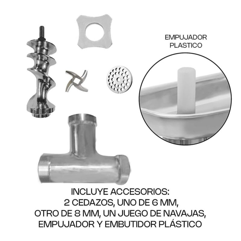 Molino de Carne Industrial RHINO MOCA-12 750 W 127 V Acero Inoxidable