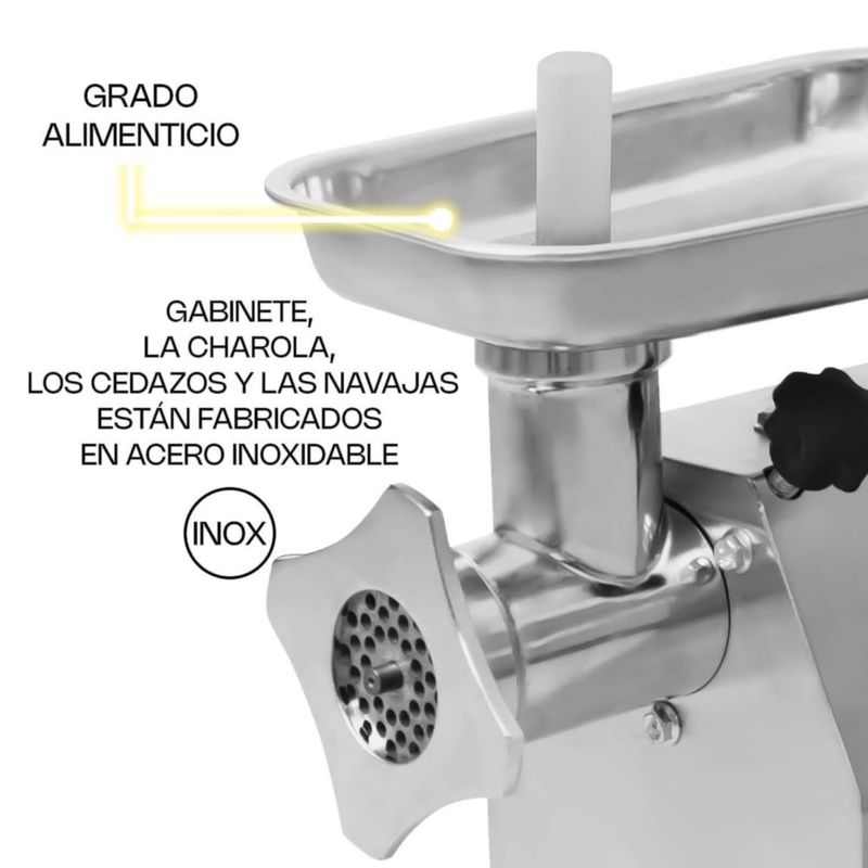 Molino de Carne Industrial RHINO MOCA-12 750 W 127 V Acero Inoxidable