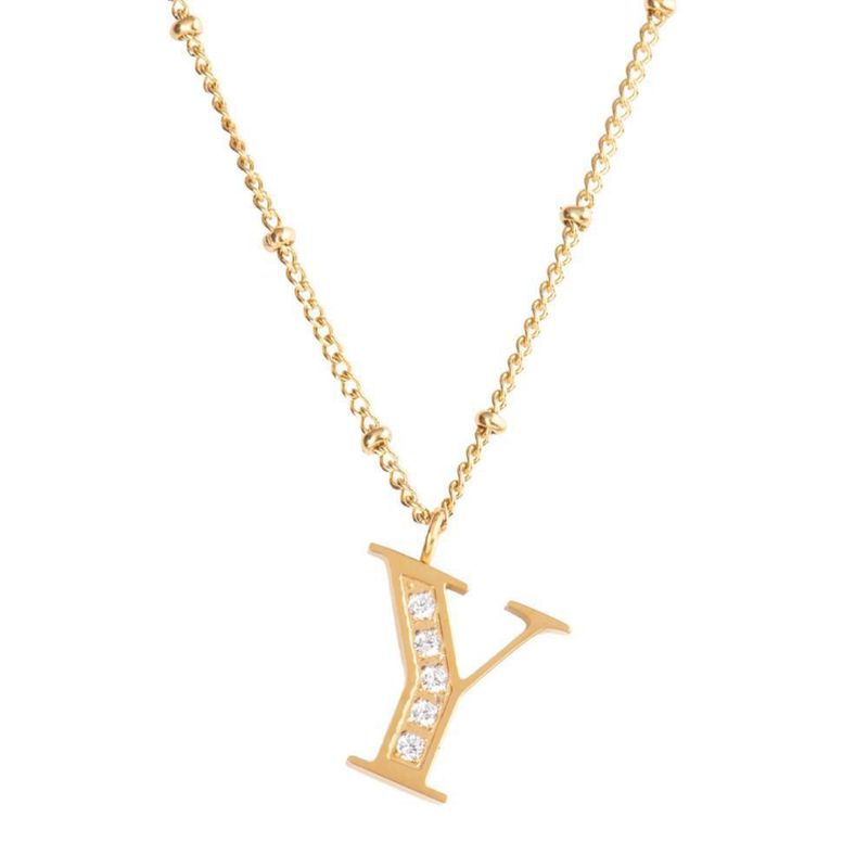 Collar luckyly acero inoxidable con baño de oro 14 k iniciales a - z olga dorado