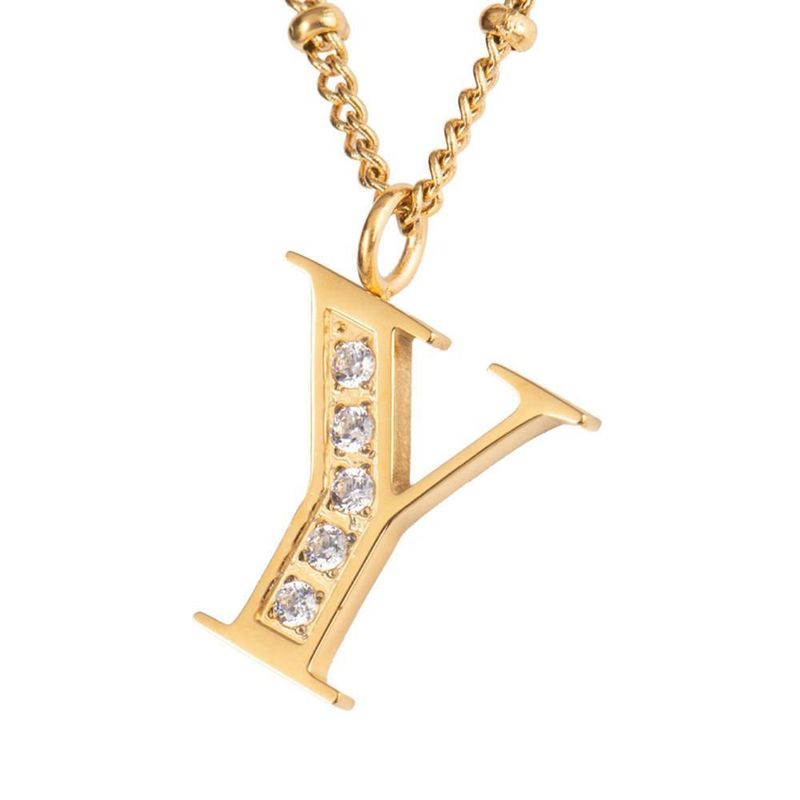 Collar luckyly acero inoxidable con baño de oro 14 k iniciales a - z olga dorado