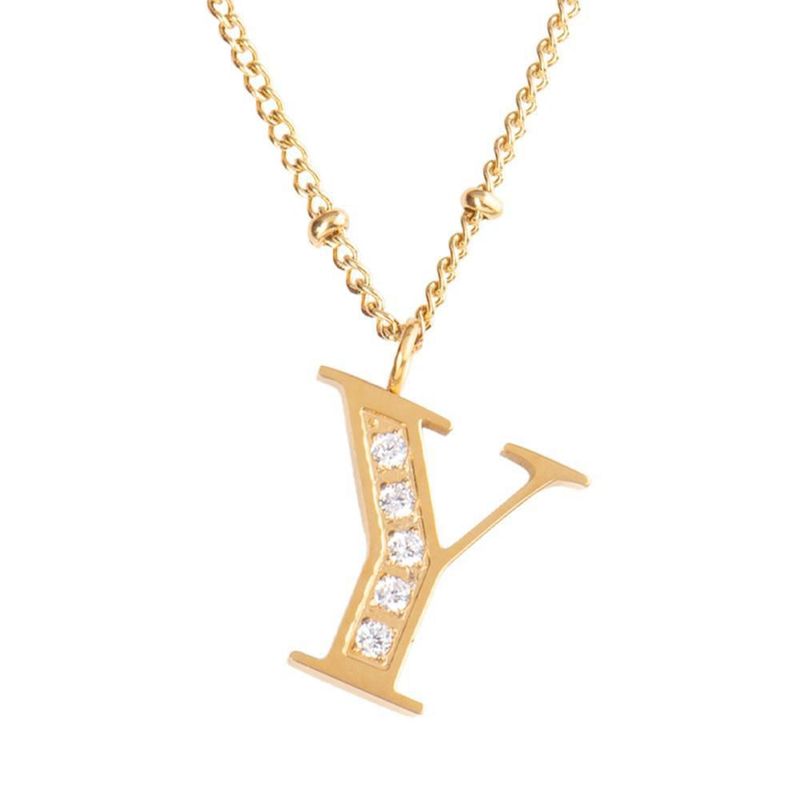 Collar luckyly acero inoxidable con baño de oro 14 k iniciales a - z olga dorado