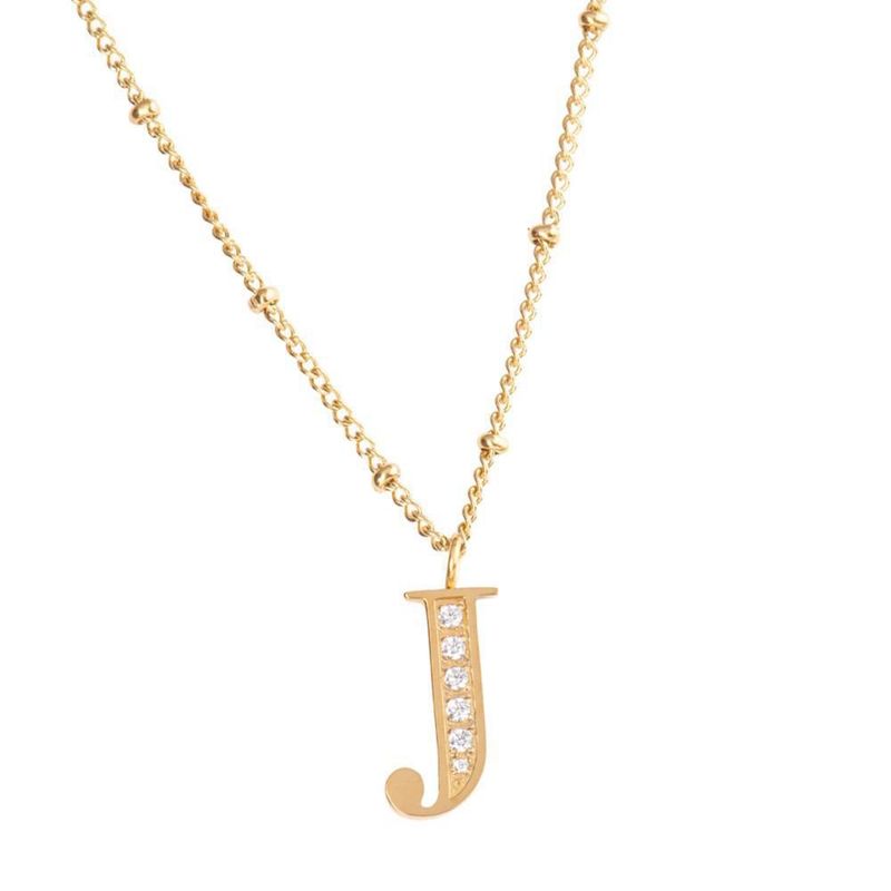 Collar luckyly acero inoxidable con baño de oro 14 k iniciales a - z olga dorado