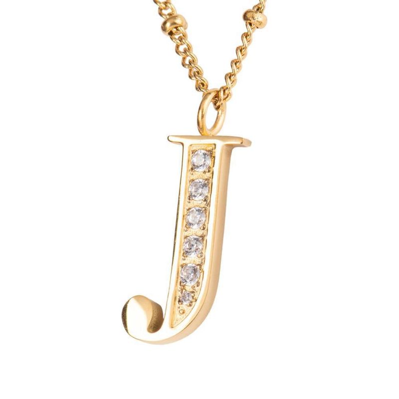 Collar luckyly acero inoxidable con baño de oro 14 k iniciales a - z olga dorado