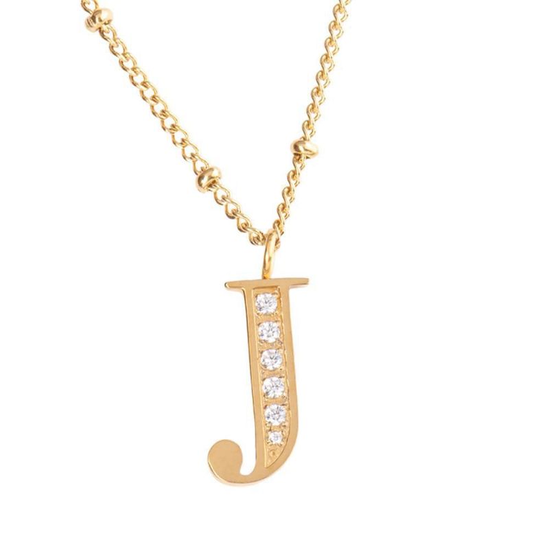 Collar luckyly acero inoxidable con baño de oro 14 k iniciales a - z olga dorado