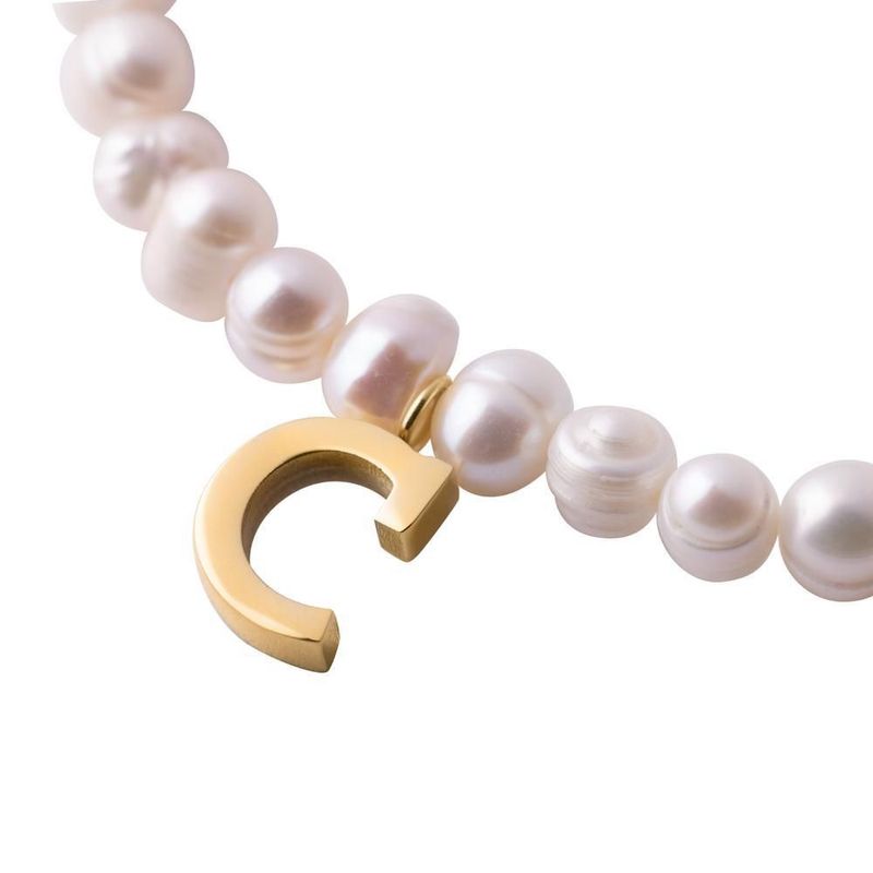 Pulsera luckyly baño de oro 18k dije iniciales a - z y perlas galia