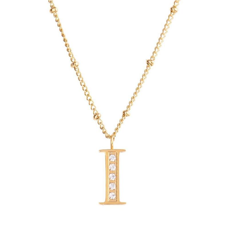 Collar luckyly acero inoxidable con baño de oro 14 k iniciales a - z olga dorado