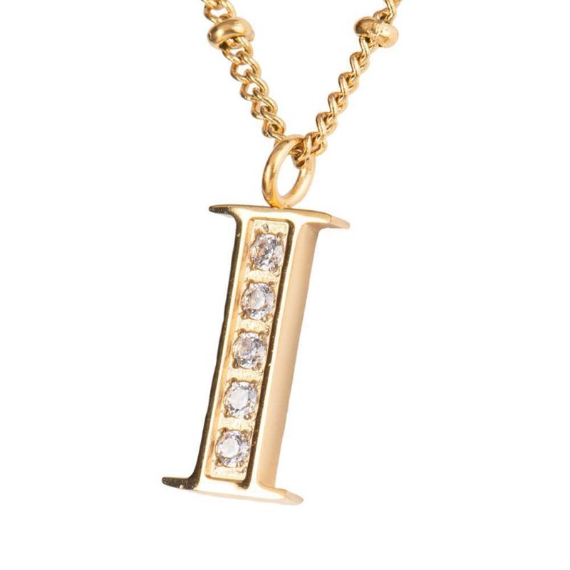 Collar luckyly acero inoxidable con baño de oro 14 k iniciales a - z olga dorado