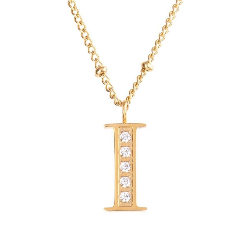 Collar luckyly acero inoxidable con baño de oro 14 k iniciales a - z olga dorado