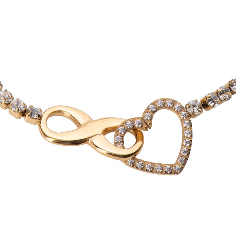 Pulsera luckyly corazón baño oro 18k acero inox y zirconia nia dorado