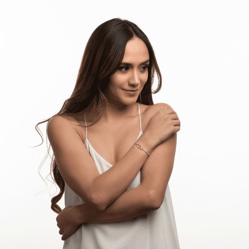 Pulsera luckyly corazón baño oro 18k acero inox y zirconia nia dorado