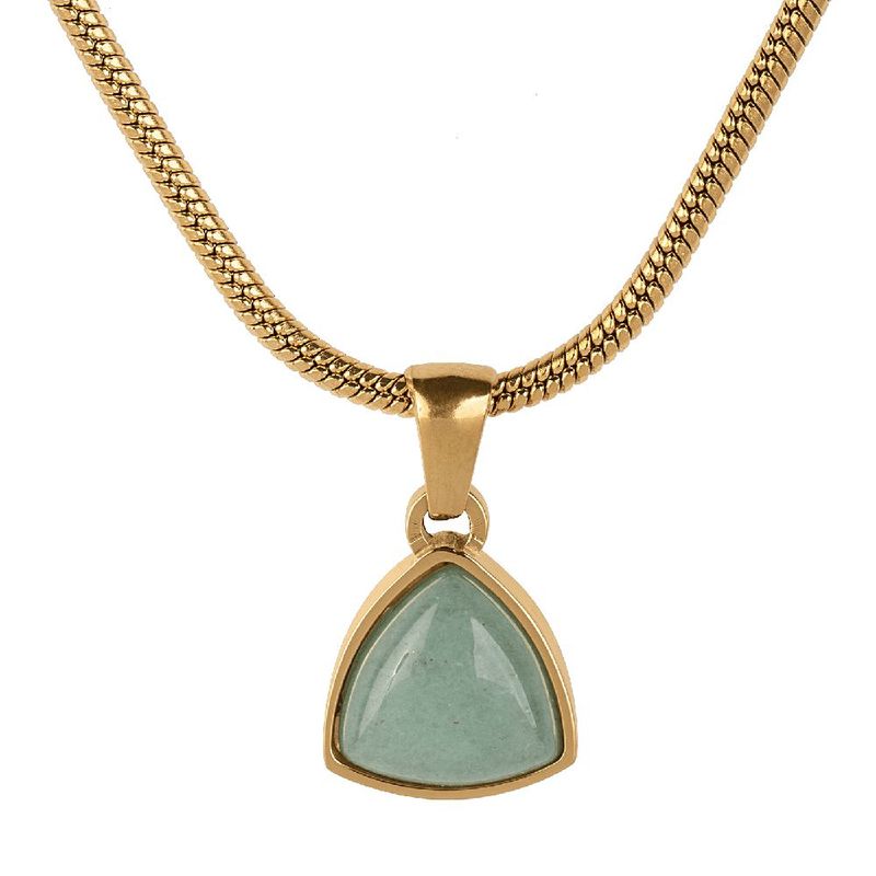 Collar luckyly acero inoxidable baño oro 18k con piedra natural de nacimiento sofi verde