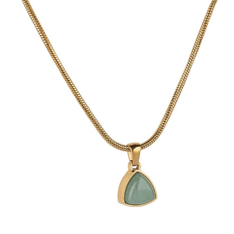 Collar luckyly acero inoxidable baño oro 18k con piedra natural de nacimiento sofi verde